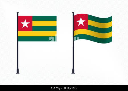Set von Togo-Flaggen isoliert für Unabhängigkeitstag, Vektor-bearbeitbares Design, kann für Geschäfts- oder Präsentationsdesign verwendet werden. Stock Vektor