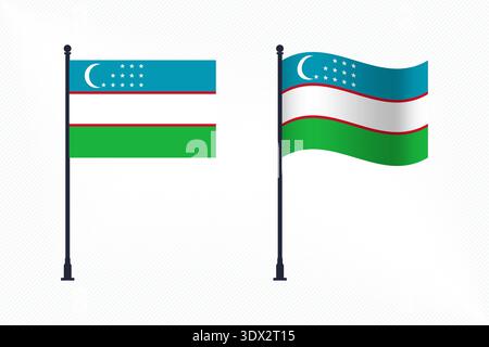Set von Usbekistan Flaggen isoliert für Unabhängigkeitstag Feier, Vektor editierbares Design, kann für Geschäfts- oder Präsentationsdesign verwendet werden. Stock Vektor