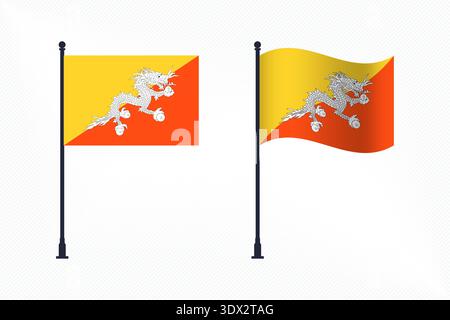 Set von Bhutan Flaggen isoliert für Unabhängigkeitstag Feier, Vektor editierbares Design, kann für Geschäfts- oder Präsentationsdesign verwendet werden. Stock Vektor