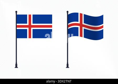 Set von Island Flaggen isoliert für Unabhängigkeitstag Feier, Vektor editierbares Design, kann für Geschäfts- oder Präsentationsdesign verwendet werden. Stock Vektor