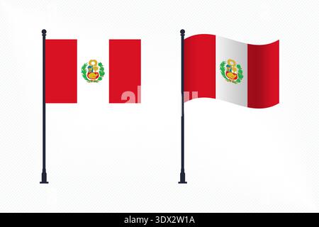 Set von Peru Flaggen isoliert für Unabhängigkeitstag Feier, Vektor editierbares Design, kann für Geschäfts- oder Präsentationsdesign verwendet werden. Stock Vektor