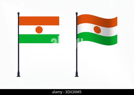 Set von Niger Flags isoliert für Unabhängigkeitstag Feier, Vektor editierbares Design, kann für Geschäfts- oder Präsentationsdesign verwendet werden. Stock Vektor