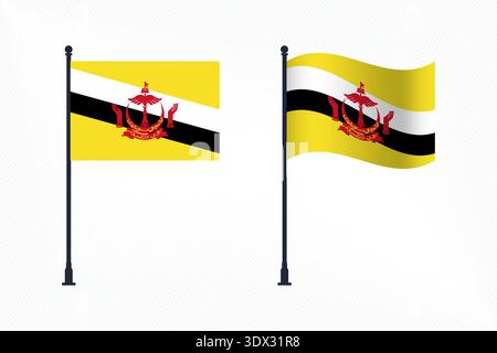 Set von Brunei Flags isoliert für Unabhängigkeitstag Feier, Vektor editierbares Design, kann für Geschäfts- oder Präsentationsdesign verwendet werden. Stock Vektor