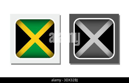 Jamaica Square Round Flag Icon, Vektor editierbares Design, kann für Geschäfts- oder Präsentationsdesign verwendet werden. Stock Vektor