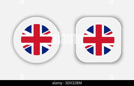 Vereinigtes Königreich abgerundetes Symbol für die nationale Flagge, Vektor-bearbeitbares Design, kann für Geschäfts- oder Präsentationsdesign verwendet werden. Stock Vektor