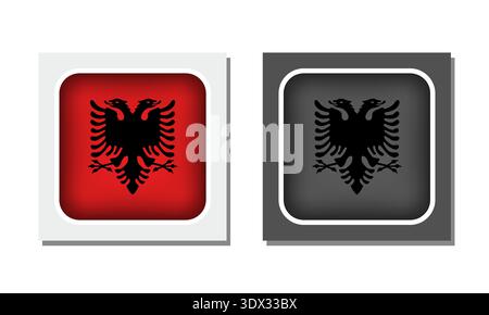 Albania Square Round Flag Icon, Vektor editierbares Design, kann für Geschäfts- oder Präsentationsdesign verwendet werden. Stock Vektor