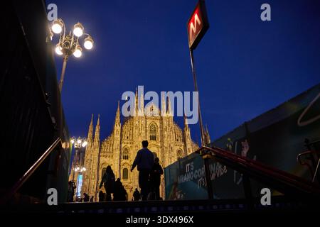 Mailand Italien, Dom von Mailand bei Nacht Stockfoto