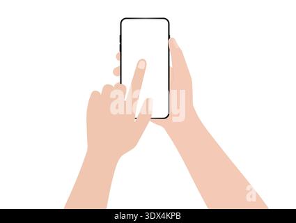 Handheld Smartphone mit leerem Bildschirm. Vektorillustration isoliert auf weißem Hintergrund. Stock Vektor