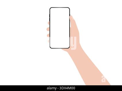 Handheld Smartphone mit leerem Bildschirm. Vektorillustration isoliert auf weißem Hintergrund. Stock Vektor
