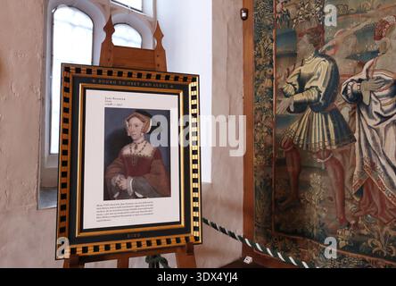 Porträt von Jane Seymour, König Heinrich VIII., von Hans Holbein, im Hampton Court Palace, Richmond, Großbritannien Stockfoto