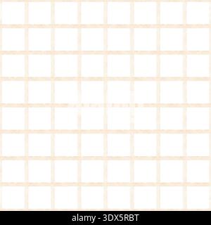 Muster beige, pastellfarbene vichy-Karomuster in kindlichem Stil. Nahtloses quadratisches Gittermuster in Aquarellfarben. Handgezeichnete Käfigabbildung auf einem isolierten Hintergrund für Stockfoto