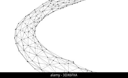 Abstraktes geometrisches Netz im Plexusstil mit verbundenen Punkten und Linien, die einen technisch inspirierten Hintergrund bilden. Stock Vektor