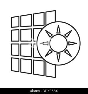 Symbol für individuelle Solarenergie. Symbol für die Stromversorgung der Sonne. ECO Vector Panel. Professionelle Objekte der Elektrizitätsanlage. EPS 10. Stock Vektor