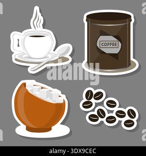 Illustration zum Thema verschiedene süße leckere natürliche Kaffee Stock Vektor