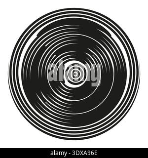 Symbol für Vinyl-Aufnahme. Kreisförmiger Plattenvektor. Symbol für Notenplatte. Abstraktes Sounddesign. EPS 10. Stock Vektor