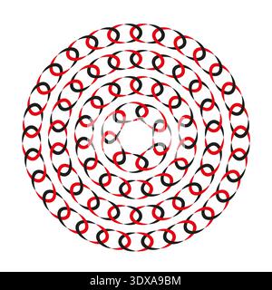 Rotes Kreismuster. Runder Ornament-Vektor. Geometrische Schlaufen. Abstrakte Rahmenkunst. EPS 10. Stock Vektor