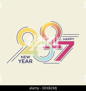 Kreatives Design für 2027 Neujahrsposter, Grußkarten oder Banner. Logo Text 2027 Design Happy New Year Celebration Konzept. Stock Vektor
