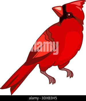 Kardinalvogel, nördlicher Kardinal, Vektor-Illustration, Symbol für Weihnachten Stock Vektor