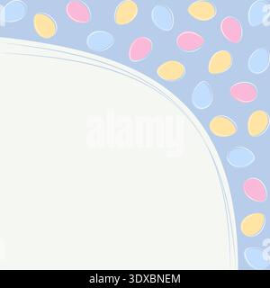 Obere Ecke L-förmiger Rahmenrand aus mehrfarbigen Ostereiern minimalistisches flaches Design Kopierraum Vorlage. Vektor-Illustration Ostern thematisierte Karten Beispiel Social Media Post, Promo Banner, Faltblatt, Preisschild Stock Vektor