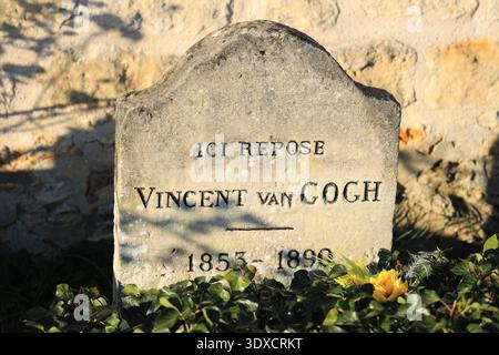Grabstein des Künstlers Vincent Van Gogh in Auvers-sur-Oise, Frankreich Stockfoto