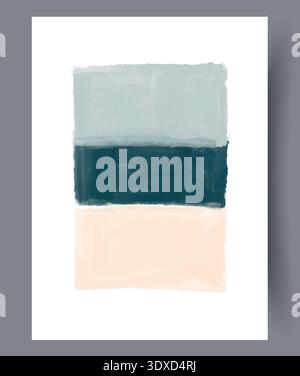 Beschauliche, Mehrschichtige Kunst Mit Strukturierten Kanten. Minimalistisches Fototapete Mit Weichen Farbtönen Und Sichtbaren Pinselstrichen Stockfoto