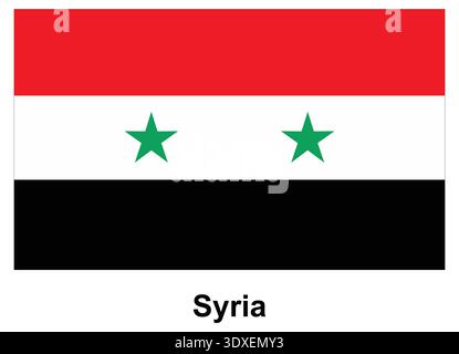 Dieses Bild zeigt die Nationalflagge Syriens mit ihren leuchtenden Farben und Symbolen. Die Flagge verkörpert die Identität und reiche Geschichte der Nation Stock Vektor