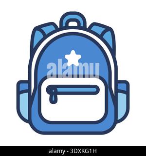 Rucksack mit Sternendesign in blauer Farbe für die Schule Stock Vektor