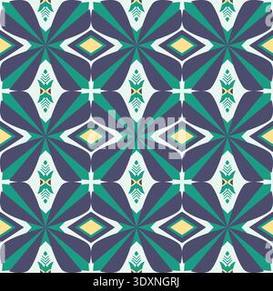 Lebendiges, nahtloses geometrisches Muster mit ethnischen Motiven, abstraktem Hintergrund für Stoff und Tapeten Stock Vektor