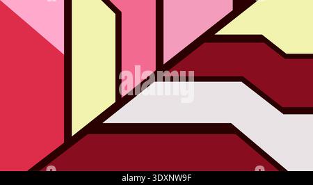 Modernes abstraktes geometrisches Muster mit fetten Umrissen in Rosa und Rot Stock Vektor