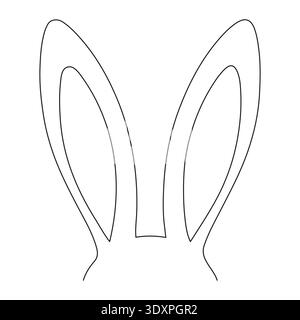 Eine durchgezogene Linienzeichnung eines Osterhasen. Ein Grußbanner mit einem Häschen und Ohren in schlichtem Linienstil. Bearbeitbare Strichgrafik. Vektorillustr Stock Vektor