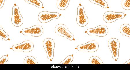 Handgezeichnetes nahtloses Papaya-Muster Stock Vektor