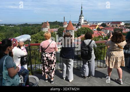 Tallinn, Estland - 24. Juli 2024: Touristen in der Altstadt von Tallinn, Estland. Stockfoto