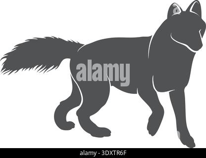 Schwarze Silhouette des Walking Fuchs. Waldtier-Symbol Stock Vektor