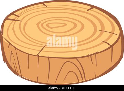 Rundes Holzprofil. Symbol für Baumstamm-Scheibe Stock Vektor