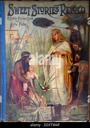 Titelseite des antiken Kinderbuches aus dem frühen 20. Jahrhundert Sweet Stories retold A Bible Picture Book for Little People mit Illustration des Findi Stockfoto