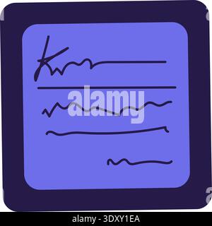 Blauer und türkisfarbener „AI Technology Doodle Outline“-Aufkleber mit Textsymbol. Helles Flaches Symbol Stock Vektor