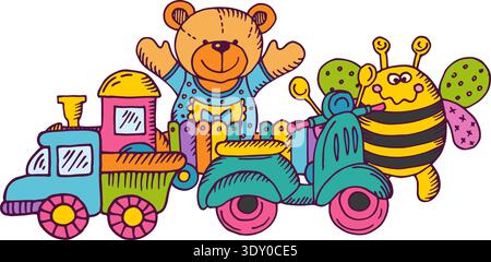 Happy Baby Toys Ride Train Color Kinderspiel Stock Vektor