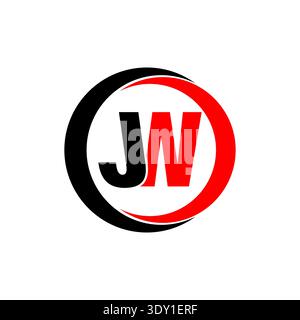 Minimales Kreissymbol mit den JW-Anfangsbuchstaben mit klarer geometrischer Typografie. Elegantes Monogramm-Alphabet-Symbol, geeignet für Unternehmensidentität Stock Vektor