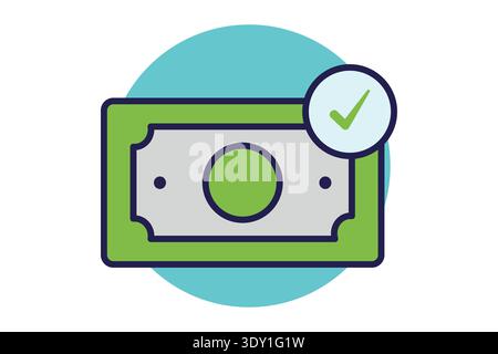 Flaches Symbol für erfolgreiche Zahlung. Symbol für Bank. Vektorillustration für Finanzelemente Stock Vektor