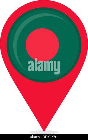 Karte Standort Pin mit Nationalflagge von Bangladesch. Stock Vektor