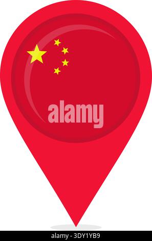 Karte Standort Pin mit Nationalflagge von China. Stock Vektor