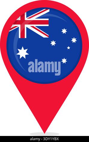 Karte Standort Pin mit Nationalflagge von Australien. Stock Vektor