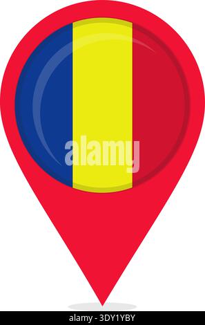 Kartenstandort Pin mit der Flagge Rumäniens. Stock Vektor