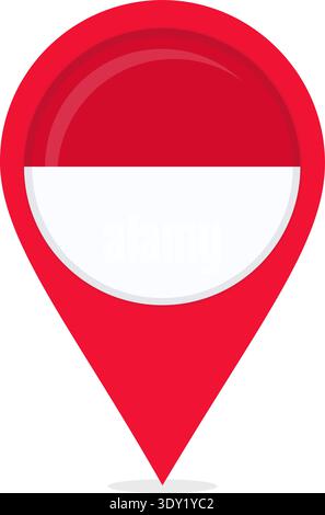 Kartenstandort Pin mit der Flagge Indonesiens. Stock Vektor
