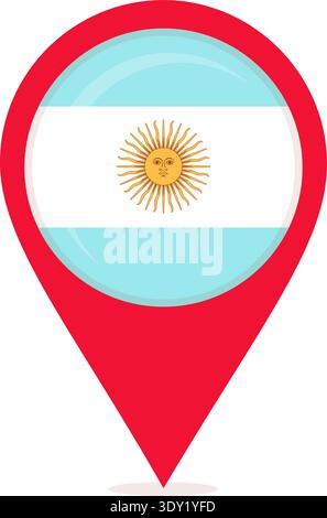 Karte Standort Pin mit Nationalflagge Argentiniens. Stock Vektor