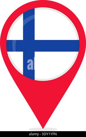 Kartenstandort mit finnischer Nationalflagge. Stock Vektor