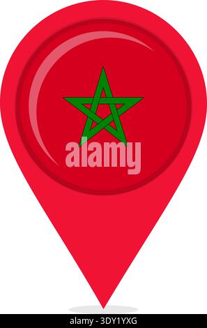 Karte Standort Pin mit Nationalflagge von Marokko. Stock Vektor