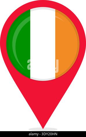 Pin für Kartenstandorte mit der irischen Nationalflagge. Stock Vektor