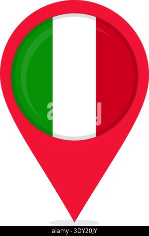 Kartenstandort Pin mit Nationalflagge Italiens. Stock Vektor
