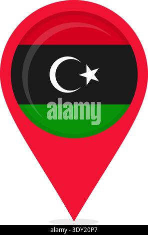 Karte Standort Pin mit Nationalflagge von Libyen. Stock Vektor